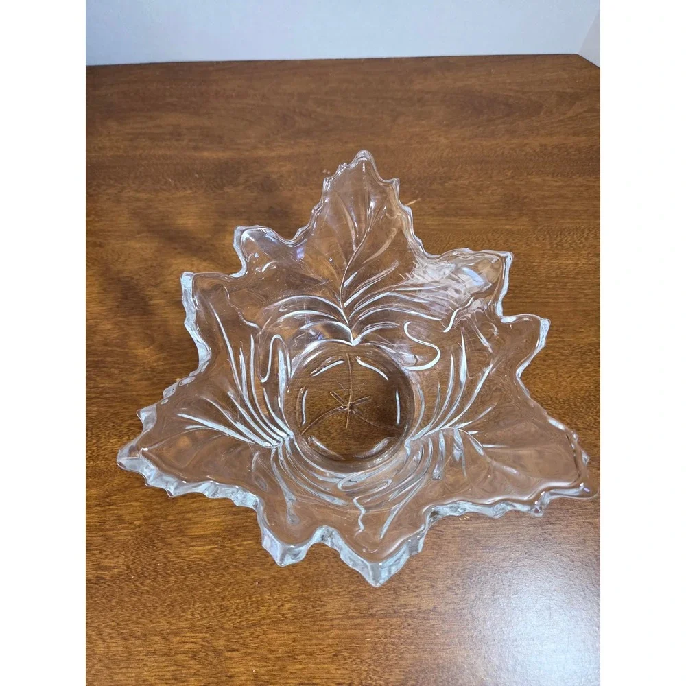 Clear Pressed Glass Maple Leaf Bowl Vintage Style Fall Autumn Decor Candy Dish